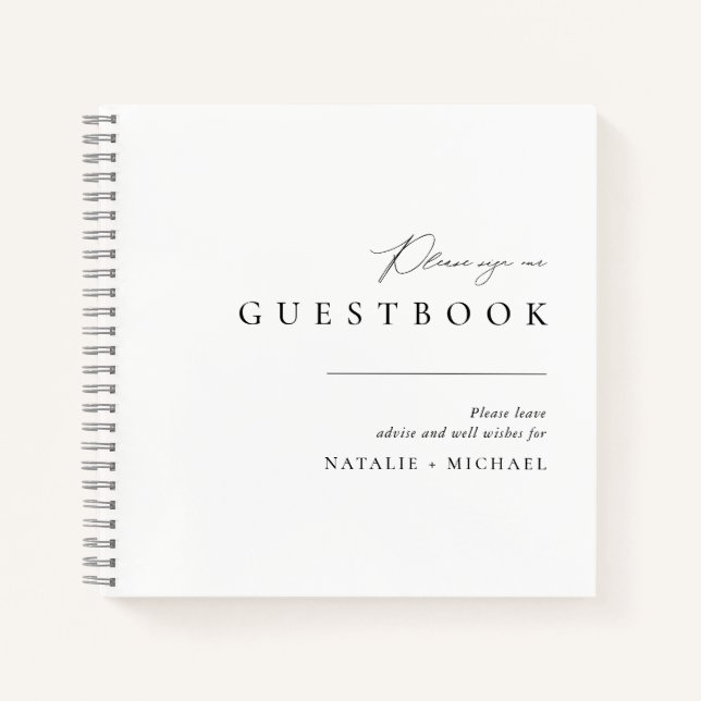 Unique Simple Minimal Elegant Wedding Guest Book (Front)