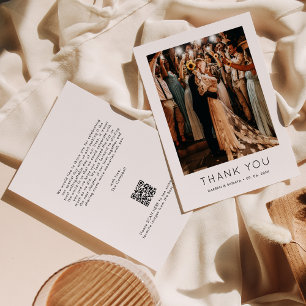 Unique Simple Photo QR Code Wedding Thank You Card