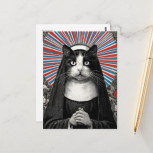 Unique Sister Kitty the Cat Nun Postcard