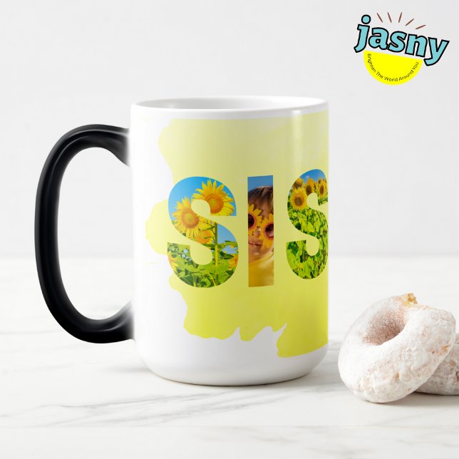 Unique Sister Themed Yellow Sunflower Magic Mug (Creator Uploaded)