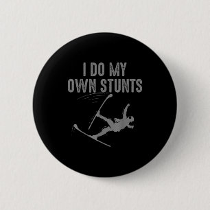 Unique skiing art for men women kids skier 6 cm round badge