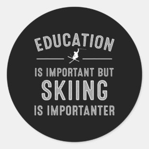 Unique Skiing Art For Men Women Kids Skier Mountai Classic Round Sticker