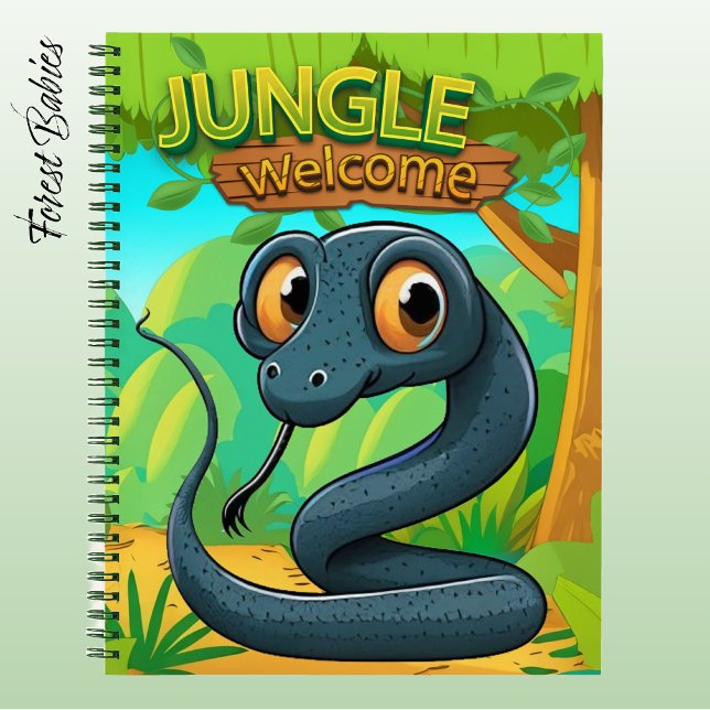 Unique Snake Whimsical Woodland Nature Scene 🐍 Notebook (Cute Serpent Notebook, Woodland Wildlife Animal Lover Stationery, Snake Graphic Reptile Character 🐍)