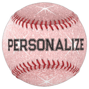 Unique soft pink sparkly glitter softball design