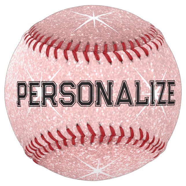 Unique soft pink sparkly glitter softball design (Back)