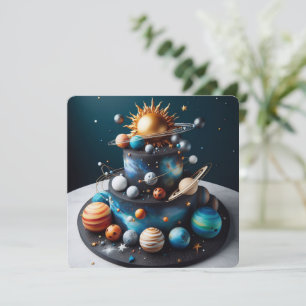 UNIQUE SOLAR SYSTEM THEME KIDS BIRTHDAY CAKE CARD