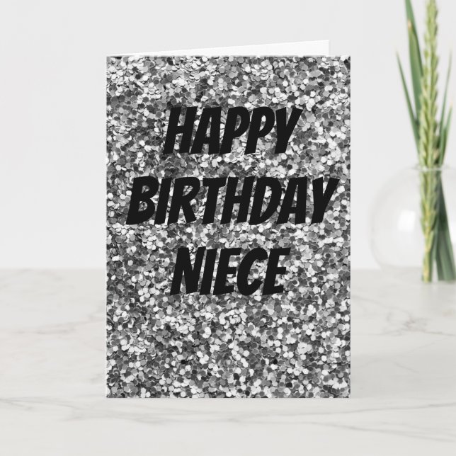Unique sparkle niece birthday card (Front)