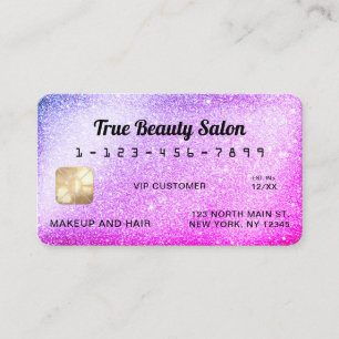 Unique Sparkly Mermaid Purple Glitter Credit Card