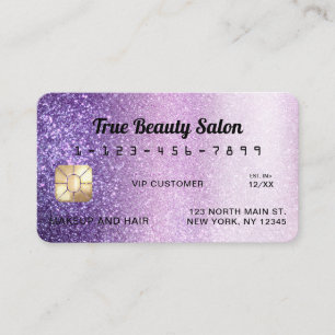 Unique Sparkly Violet Purple Glitter Credit Card