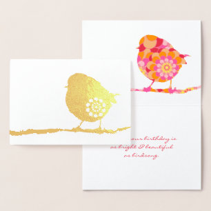 Unique Sparrow All Occasion Custom Real  Foil Card