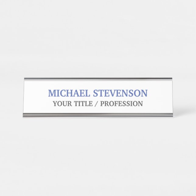 Unique Special Classical Blue White Desk Name Plate (Front)