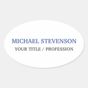 Unique Special Classical Blue White Oval Sticker