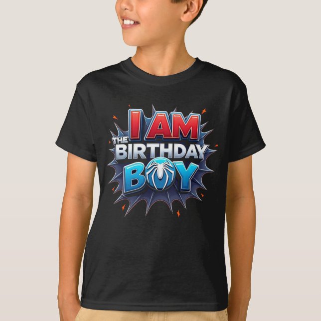 Unique Spider Web Birthday Party Shirt for Boys (Front)