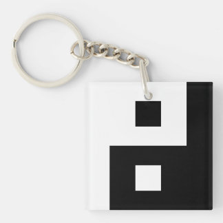 Unique Square Yin and Yang Balance Pixel Art Key Ring