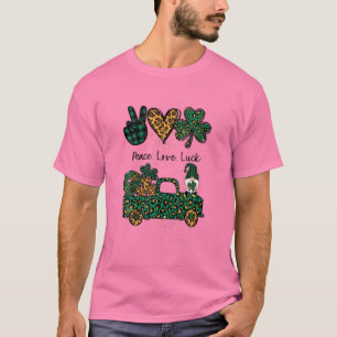 Unique St. Pattys Day Truck For Women Peace Love L T-Shirt