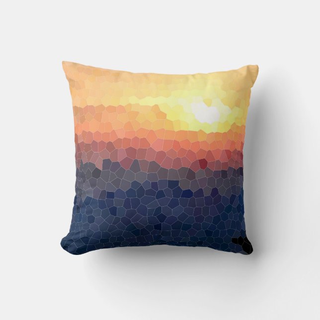 Unique Stained Glass Effect Sunset Cushion (Front)