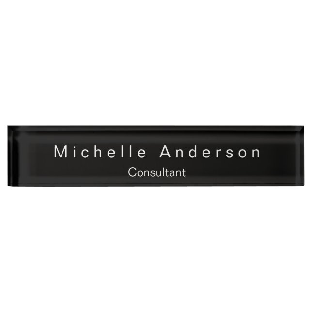 Unique Standard Trendy Modern Black Desk Nameplate (Front)