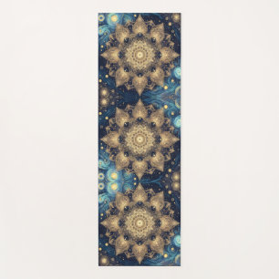 Unique Starry Night Nebula Gold Mandala Art Yoga Mat