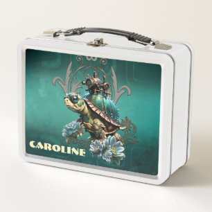 Unique steampunk turtle.  metal lunch box