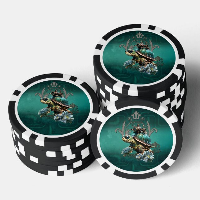 Unique steampunk turtle poker chips (Stack)