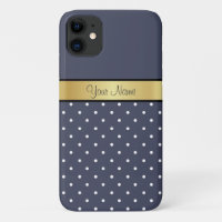 Unique Style Delft Blue & White Dots, Gold Ribbon