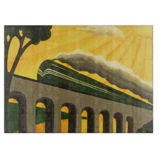 Unique stylish Art Deco Train Glass chopping board