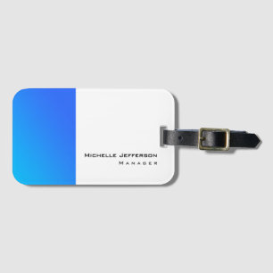 Unique Stylish Blue White Modern Plain Simple Luggage Tag