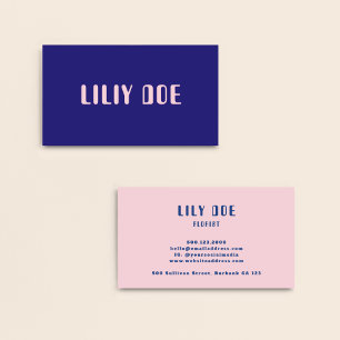 Unique Stylish Bold Pink Typography Script Font Business Card
