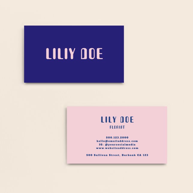 Unique Stylish Bold Pink Typography Script Font Business Card (Creator Uploaded)