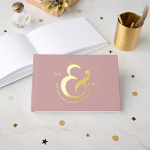 Unique Stylish Bride Groom Names Gold Guest Book