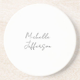 Unique Stylish Modern Plain Calligraphy Add Name Coaster
