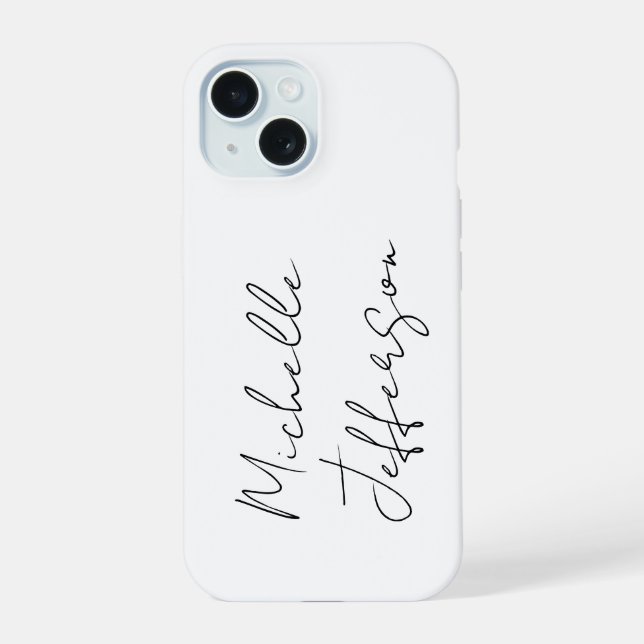 Unique Stylish Modern Plain Calligraphy iPhone 15 Case (Back)