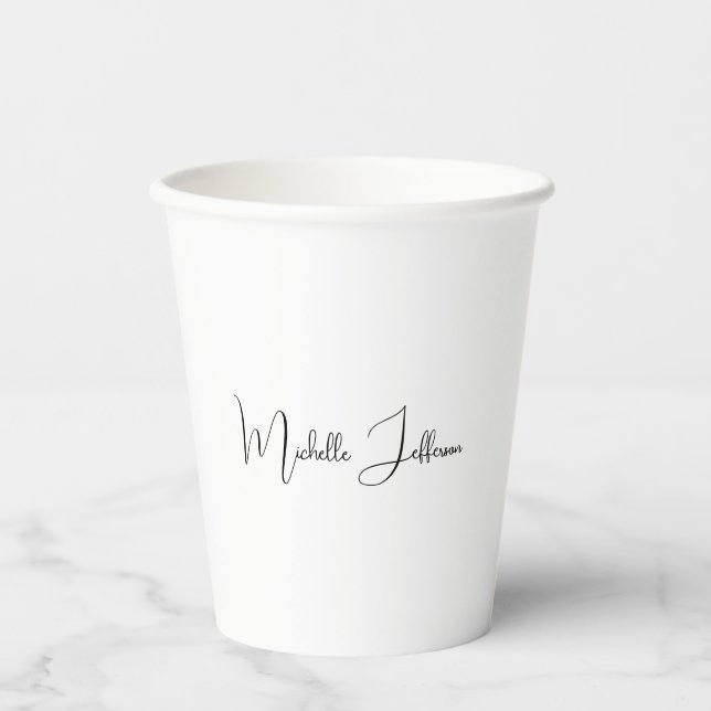 Unique Stylish Modern Plain Calligraphy Paper Cups (Front)