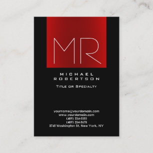 Unique Stylish Monogram Black Red Business Card