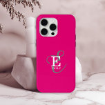 Unique Stylish Monogram Typography Hot Pink iPhone 15 Pro Max Case<br><div class="desc">Simple and bold with colour, this trendy iPhone case has a representation of your name and monogram with classic serifs and a more ornate script typography in a balanced symmetry. The three elements blend together with a sophisticated harmony and create your own personal branding logo. Shown here with a popular...</div>