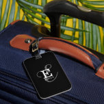 Unique Stylish Name and Monogram Typography Black Luggage Tag<br><div class="desc">It's all about you with this beautiful luggage tag design that is an elegant stylish representation of your name and monogram. Classic serifs and a more ornate script typography combine in a balanced and symmetry. The three elements blend together with a sophisticated harmony and create your own personal branding logo....</div>
