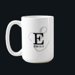 Unique Stylish Name and Monogram Typography Coffee Mug<br><div class="desc">It's all about you with this beautiful coffee mug design. It has an elegant stylish representation of your name and monogram with classic serifs and a more ornate script typography in a balanced symmetry. The three elements blend together with a sophisticated harmony and create your own personal branding logo. Shown...</div>