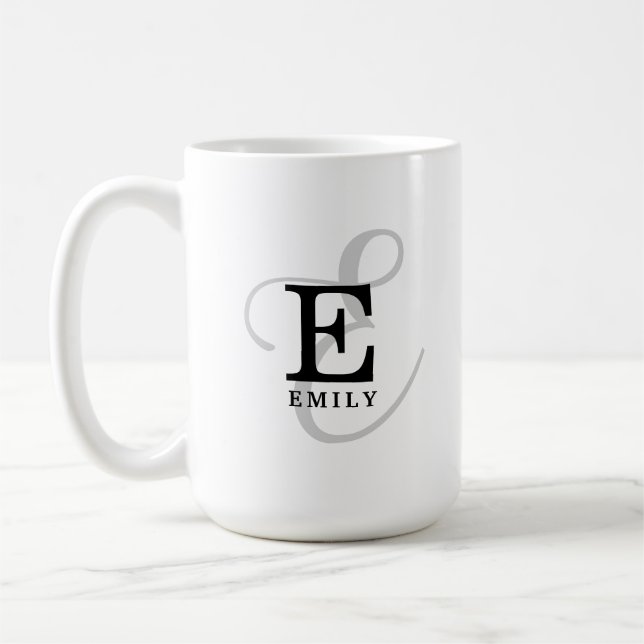 Unique Stylish Name and Monogram Typography Coffee Mug (Left)