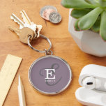 Unique Stylish Name and Monogram Typography Purple Key Ring<br><div class="desc">A beautiful key chain design with an elegant stylish representation of your name and monogram with classic serifs and a more ornate script typography in a balanced and symmetrical harmony. The three elements blend together with a sophisticated harmony and create your own personal branding logo. Shown here with a popular...</div>