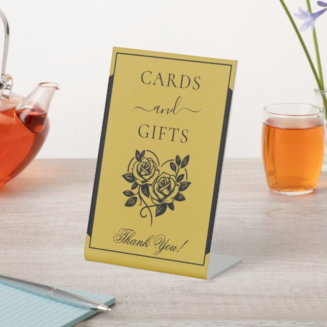 Unique Stylish Party Cards & Gifts Metallic Gold Pedestal Sign (In SItu)