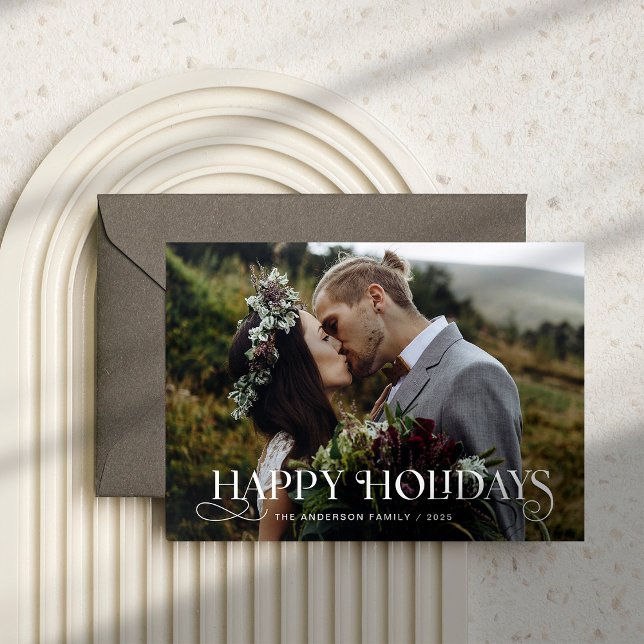 Unique Stylish Text and Photos | Happy Holidays Holiday Card (Creator Uploaded)