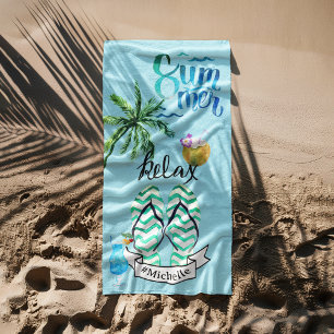 Unique Summer Beach Relaxation Time Personalised  Towel