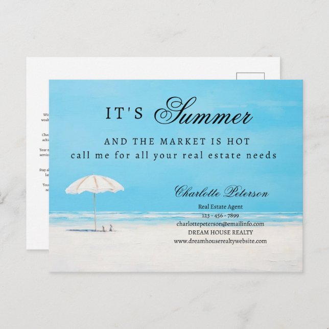 Unique Summer Real Estate Marketing or Prospecting Postcard (Front/Back)