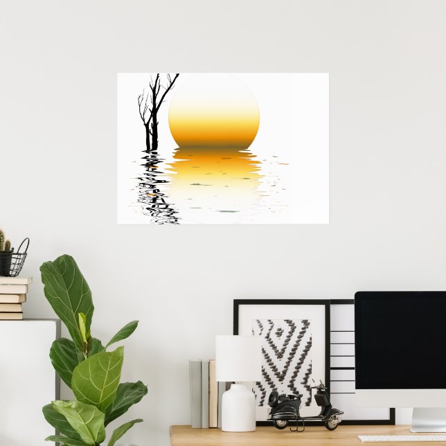 Unique Sunset Design Wall Sticker Poster (Home Office)