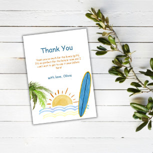 Unique Sunshine Tropical Surfing Baby Shower Thank You Card