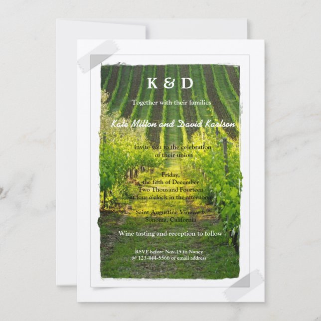 Unique Sunshine Vineyard Winery Wedding Invitation (Front)