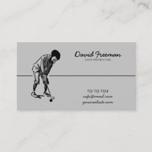 Unique Swing Golfer Grey Golf Instructor Business Card