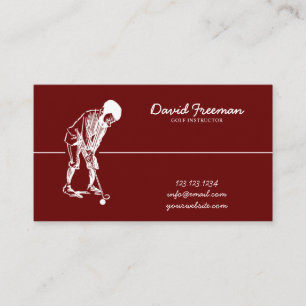 Unique Swing Golfer Red Golf Instructor Business Card