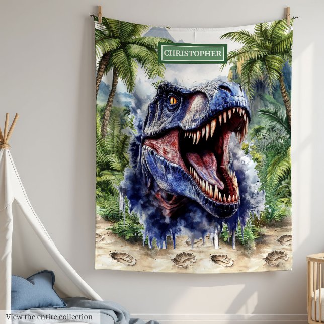Unique T-Rex Blanket Personalised Birthday Gift   (Unique T-Rex Blanket Personalized Birthday Gift Boys)