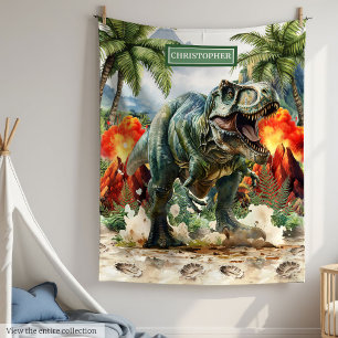 Unique T-Rex Blanket Personalised Name Boys